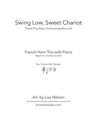 Swing Low, Sweet Chariot - French Horn Trio with Piano Accompaniment (arr. Lisa Nelson)