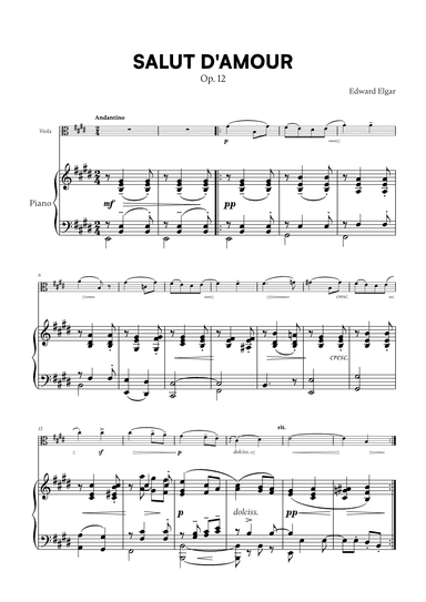 Edward Elgar - Salut d'Amour for Viola and Piano (arr. Cadenza Editions)