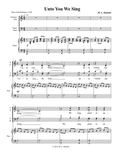 Unto You We Sing
