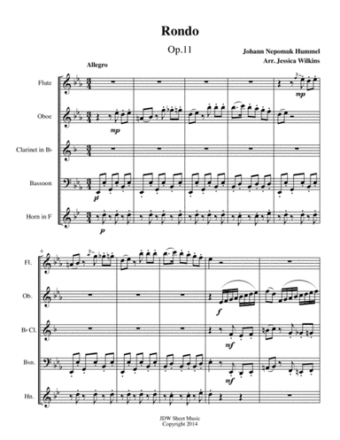 Rondo Op.11 for Woodwind Quintet (arr. Jessica Wilkins)