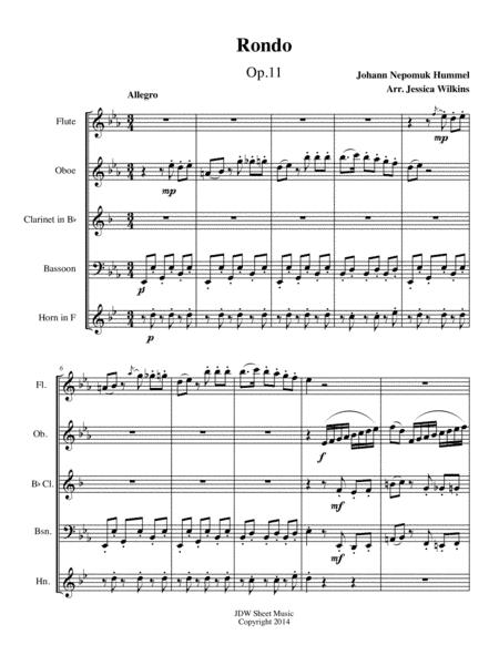 Rondo Op.11 for Woodwind Quintet (arr. Jessica Wilkins)