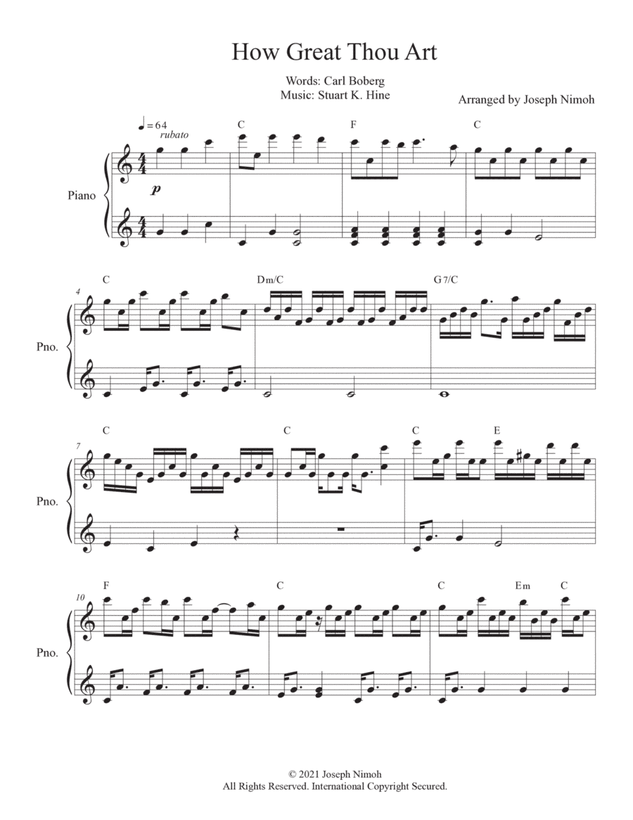 How Great Thou Art - Solo Piano (arr. Joseph Nimoh)