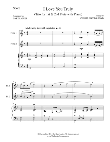 I LOVE YOU TRULY (Trio – Flute 1, Flute 2, and Piano with Score and Flt Parts) (arr. Gary Lanier)