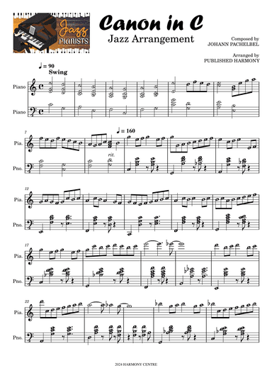 Canon in C Jazz Version (with alphabet note names) (arr. Published Harmony)