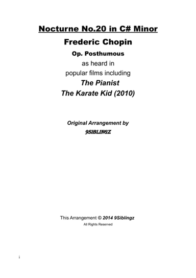 String Chamber Series: Nocturne No.20 in C# Minor (arr. 9Siblingz)