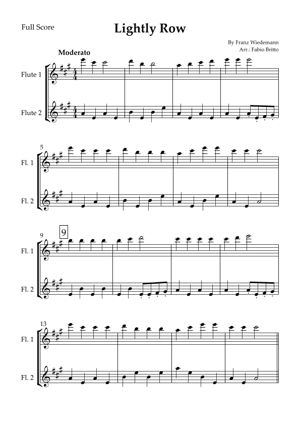 Lightly Row for Flute Duo (arr. Fabio Britto)