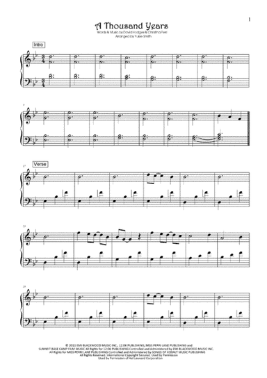 A Thousand Years (arr. Yukie Smith)