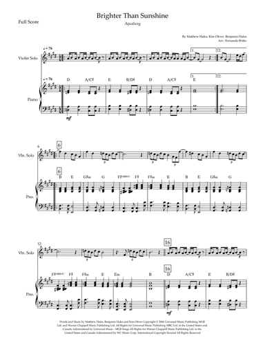 Brighter Than Sunshine (arr. Fernando Britto)