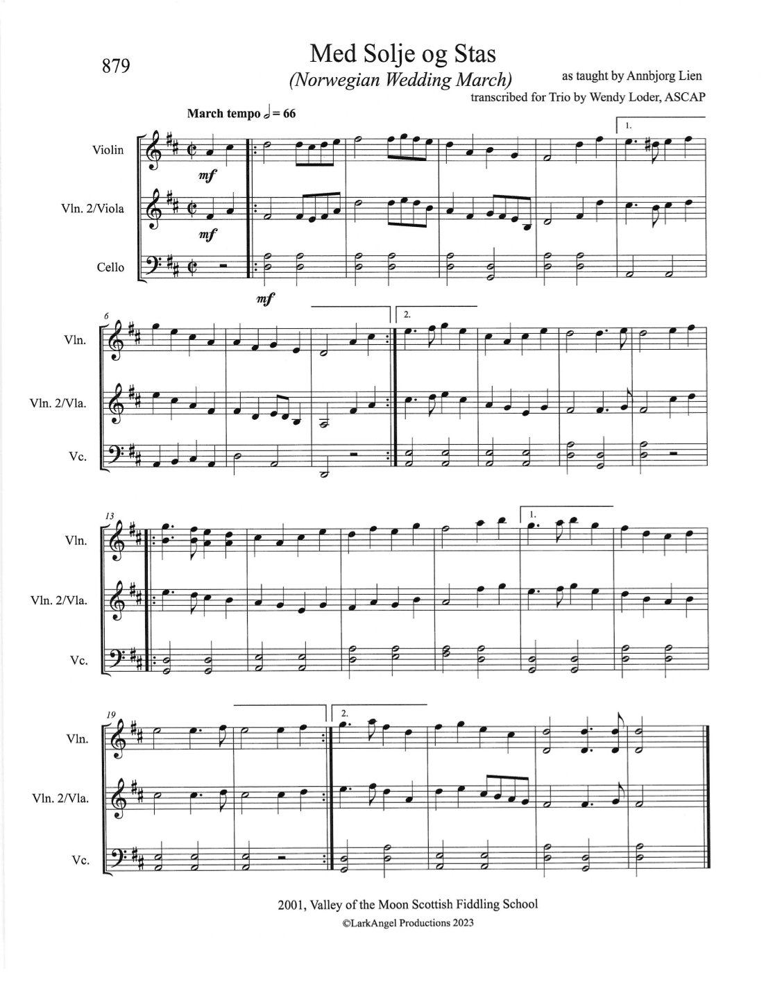 Norwegian Wedding March (Med Solje og Stas) (arr. Wendy Loder, ASCAP)