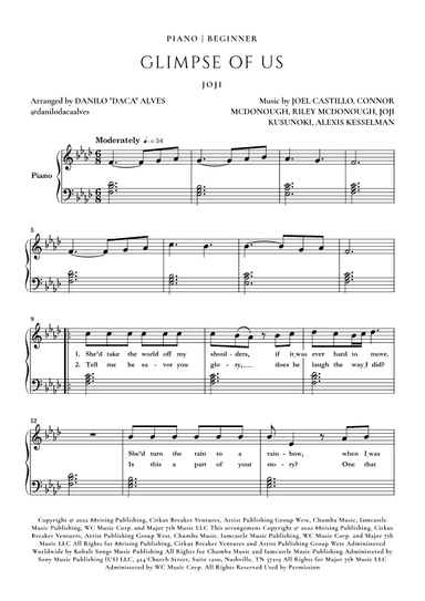 Glimpse Of Us (arr. Danilo "Daca" Alves)