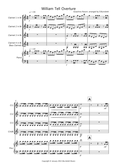 William Tell Overture for Clarinet Quartet (arr. David Burndrett)