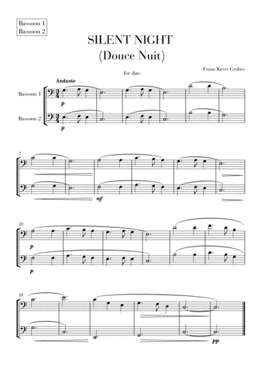 Silent Night for 2 Bassoons (arr. Cadenza Editions)