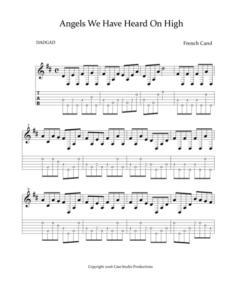 A DADGAD CHRISTMAS FOR GUITAR (arr. Case Studio Productions)