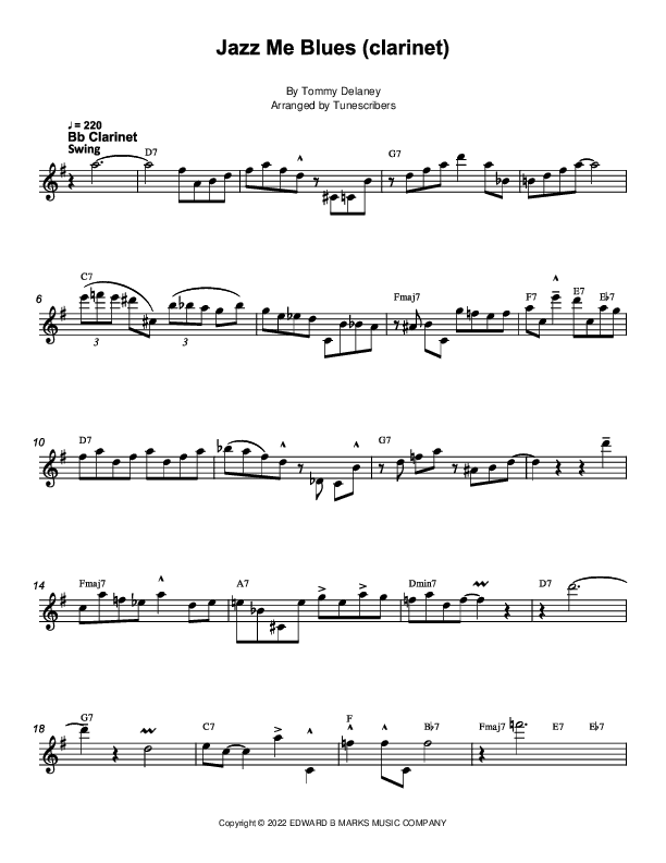 Jazz Me Blues (clarinet) (arr. Tunescribers)