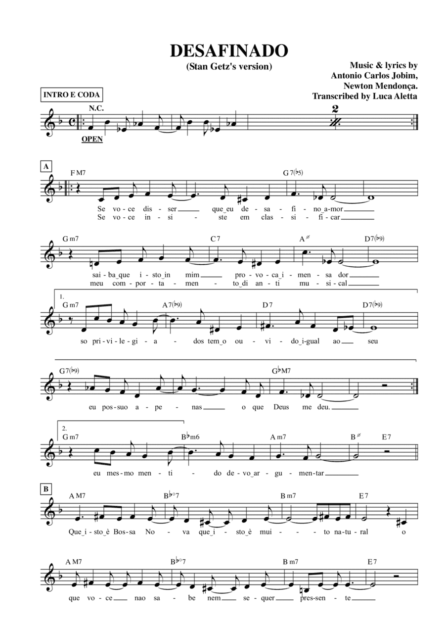 Desafinado (arr. Luca Aletta)