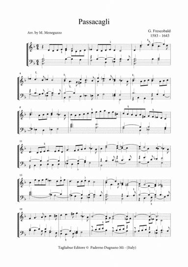 PASSACAGLIA - Frescobaldi - For organ 2 staff (arr. Marcello Meneguzzo)