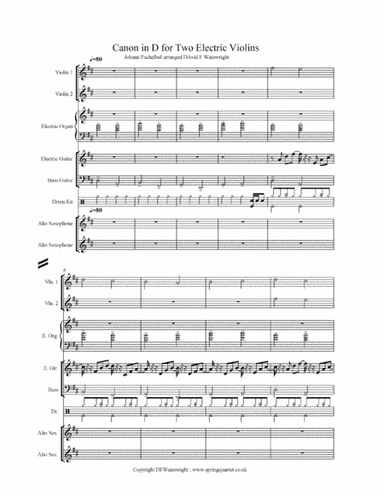 Pachelbel Canon for Electric Violin Duo with band parts and backing track on mp3 (arr. David F Wainwright)