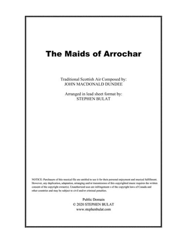 The Maids of Arrochar (Scottish Traditional) - Lead sheet (key of B) (arr. Stephen Bulat)