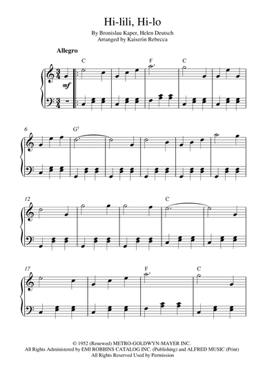 Hi-lili, Hi-lo (arr. Kaiserin Rebecca)