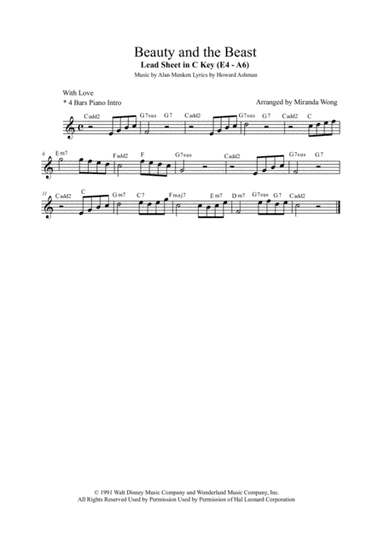 Beauty And The Beast (arr. Miranda Wong)