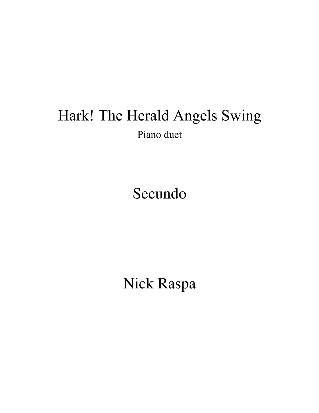 Hark! The Herald Angels Swing (1 piano 4 hands) Secundo (arr. Nick Raspa)