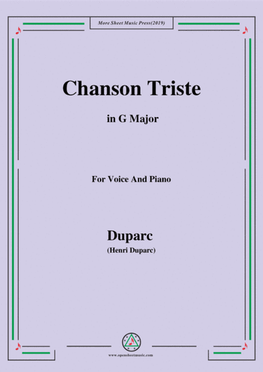 Duparc-Chanson Triste in G Major (arr. MSM)