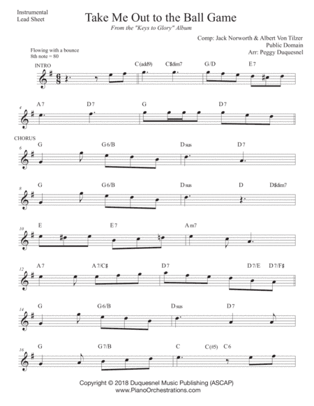 Take Me Out to the Ball Game_Instrumental (G - Ab) (arr. Duquesnel Music Publishing)