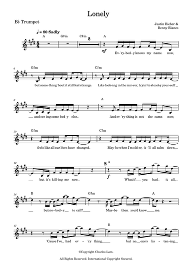 Lonely (arr. Charles Lam)