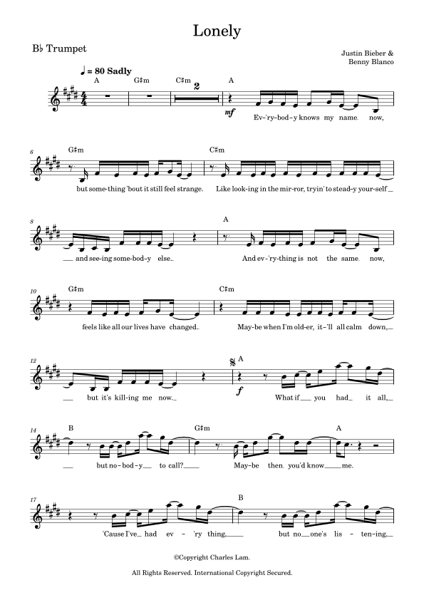 Lonely (arr. Charles Lam)