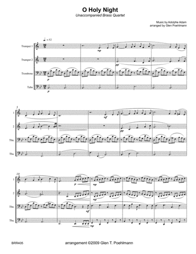O HOLY NIGHT - BRASS QUARTET (unaccompanied) (arr. Glen Poehlmann)