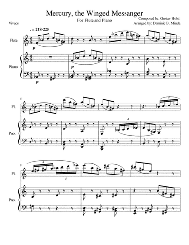 Mercury from "the planets" for flute and piano. (arr. Dominic B. Minda)