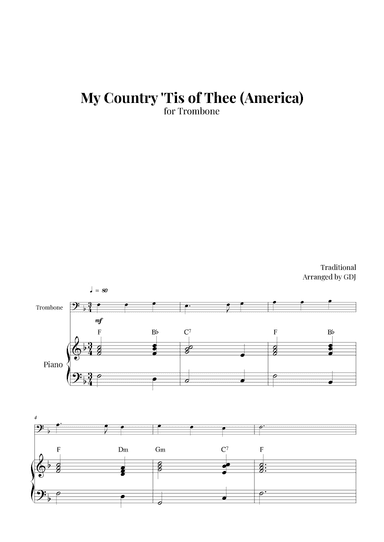 My Country 'Tis of Thee (America) (arr. GDJ)