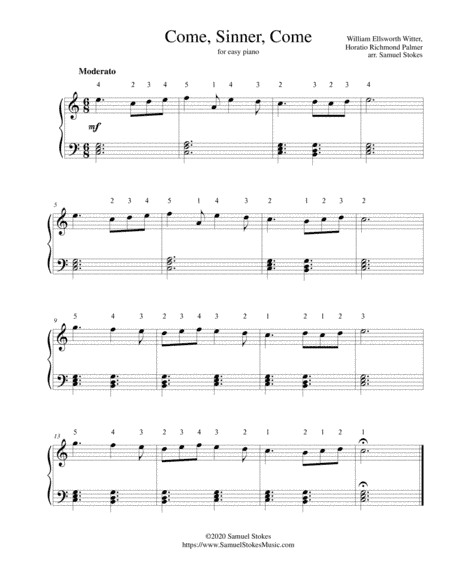 Come, Sinner, Come - for easy piano (arr. Samuel Stokes)