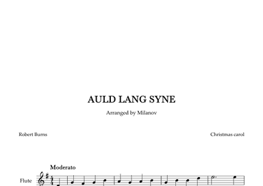 Auld lang syne  in G Flute Easy Christmas carol (arr. Milanov)
