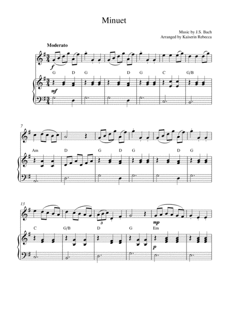 Minuet (in G major) (oboe solo and piano accompaniment) (arr. Kaiserin Rebecca)