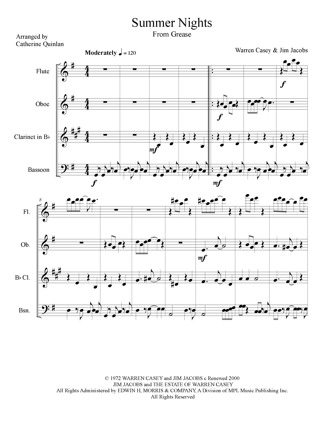 Summer Nights (arr. Catherine Quinlan)