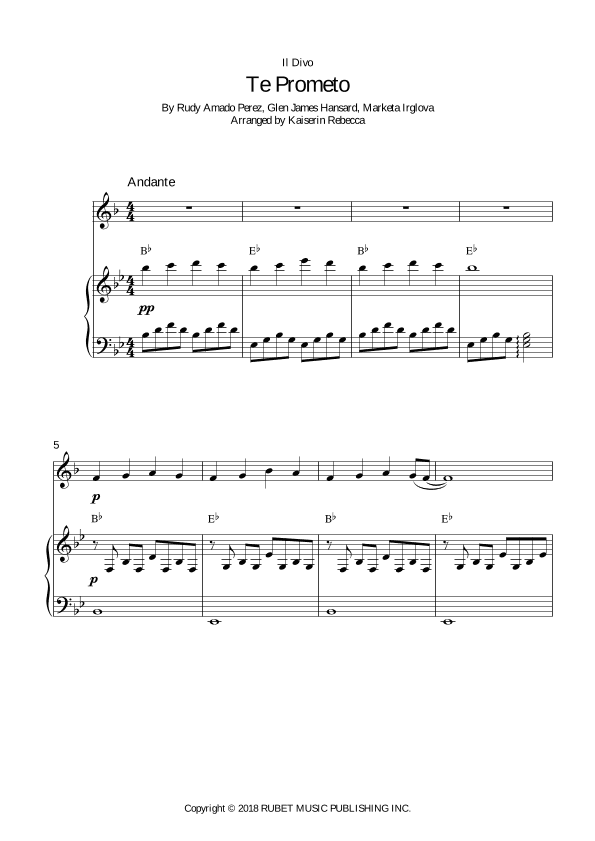 Te Prometo (falling Slowly) (arr. Kaiserin Rebecca)