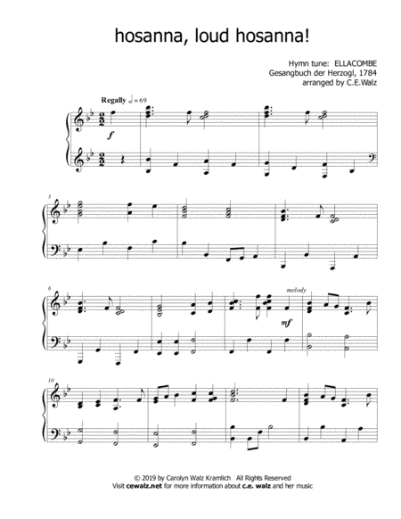 Hosanna, Loud Hosanna - for Palm Sunday (arr. c.e. walz)