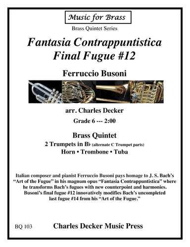 Final Fugue #12 from Fantasia Contrappuntistica for Brass Quintet (arr. Charles Decker)