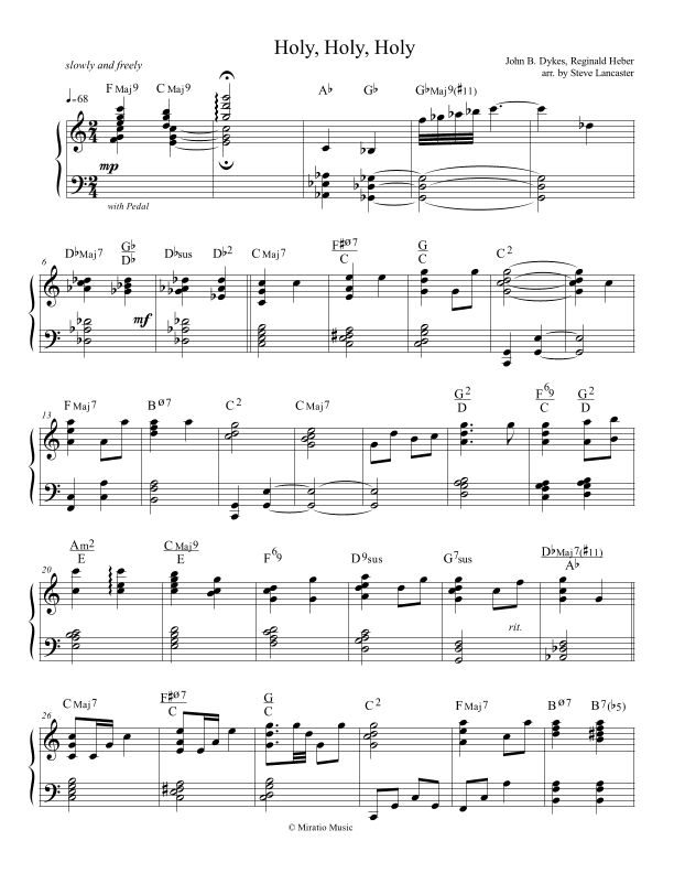 Holy, Holy, Holy - regal arr. for solo piano (arr. Steve Lancaster)