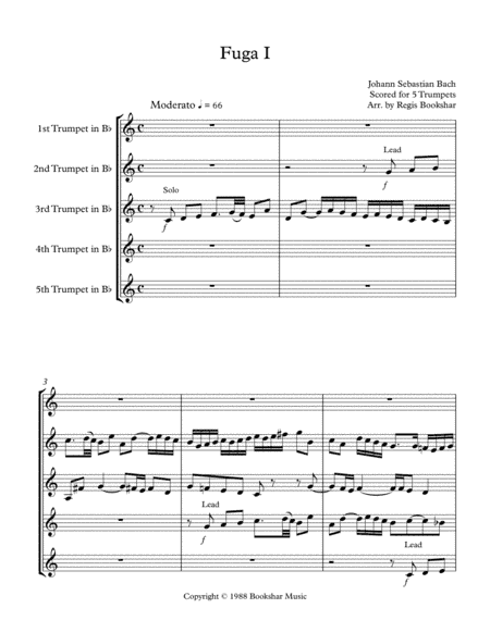 Fuga I (Trumpet Quintet) (arr. Regis Bookshar)