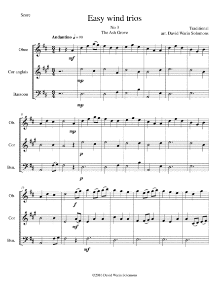 The Ash Grove (Llwyn Onn) for double-reed trio (oboe, cor anglais, bassoon) (arr. David Warin Solomons)