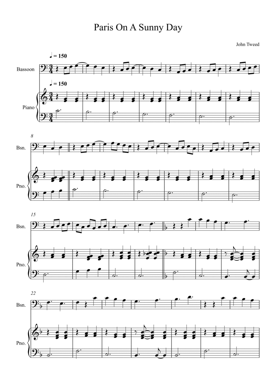 Paris On A Summer Day for Bassoon and Piano