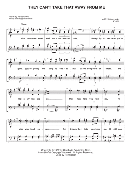 They Can't Take That Away From Me  from THE BARKLEYS OF BROADWAY  from SHALL WE DANCE (arr. Walter Latzko)