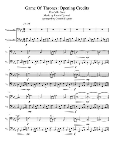 Game Of Thrones (arr. Gabriel Skyrms)
