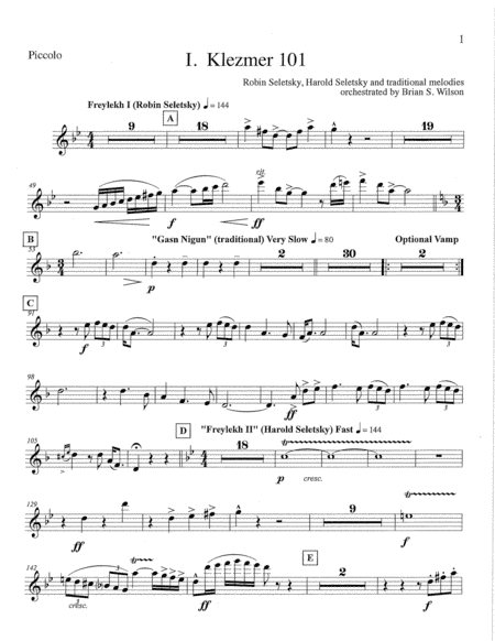 Klezmer 101 from Klezmer Concerto for Clarinet and Wind Orchestra  (complete set of parts)