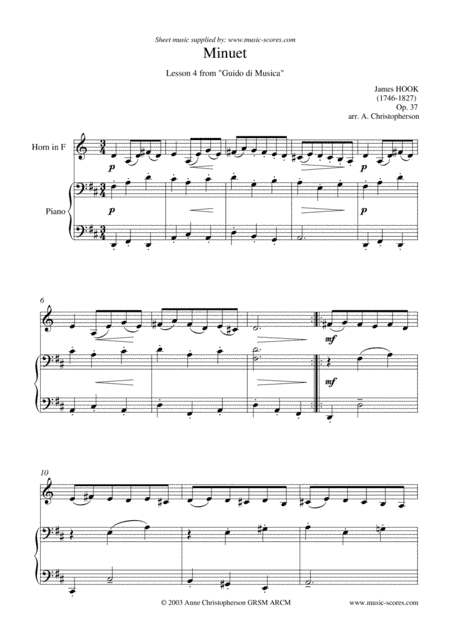 Minuet from Guido di Musica - French Horn and Piano (arr. Anne L Christopherson GRSM ARCM)