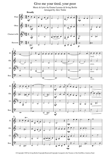 Give Me Your Tired, Your Poor (arr. Alex Tinlin)