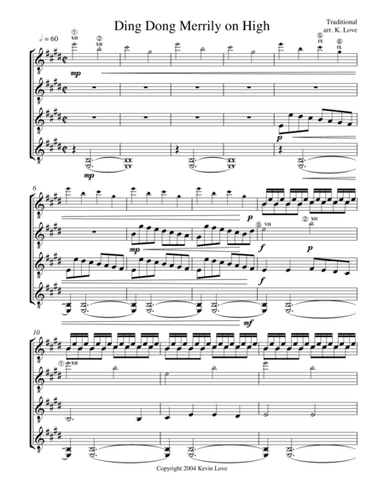 Ding Dong merrily on High (Guitar Quartet) - Score and Parts (arr. Kevin Love)