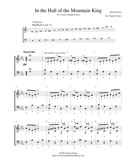 In the Hall of the Mountain King - for 3-octave handbell choir (arr. Samuel Stokes)